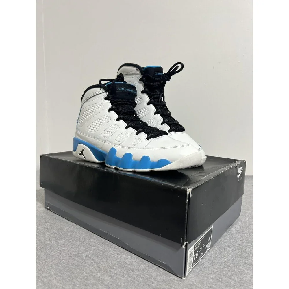 Air Jordan 9 Retro Shoes Mens Size 10 White Blue Black University UNC FQ8992-101